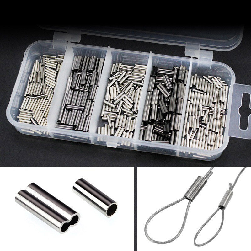 Fishing Line Box - 250-500 Stks/doos Enkele/Dubbele Vat Krimphulzen Vislijn